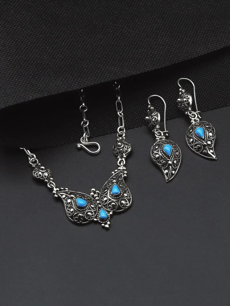 Azure Silver Necklace & Earrings Set – Handcrafted