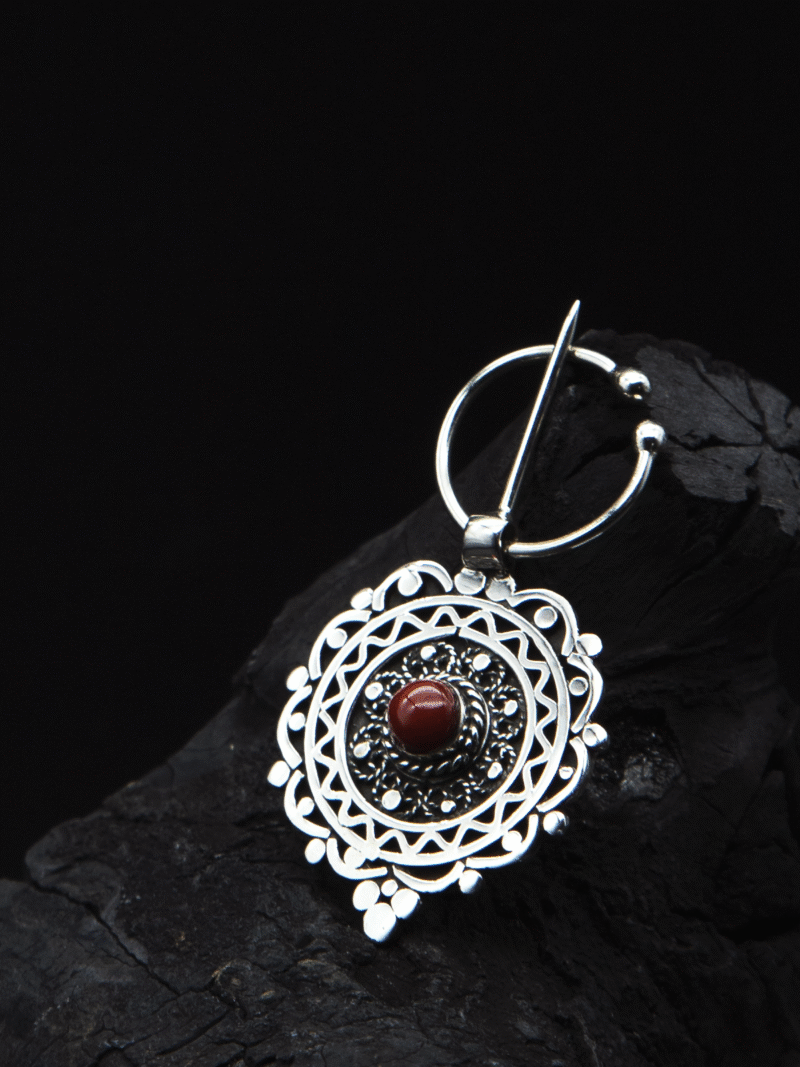 Tazrzit – Handcrafted Amazigh Silver Jewelry with Genuine Coral Stone