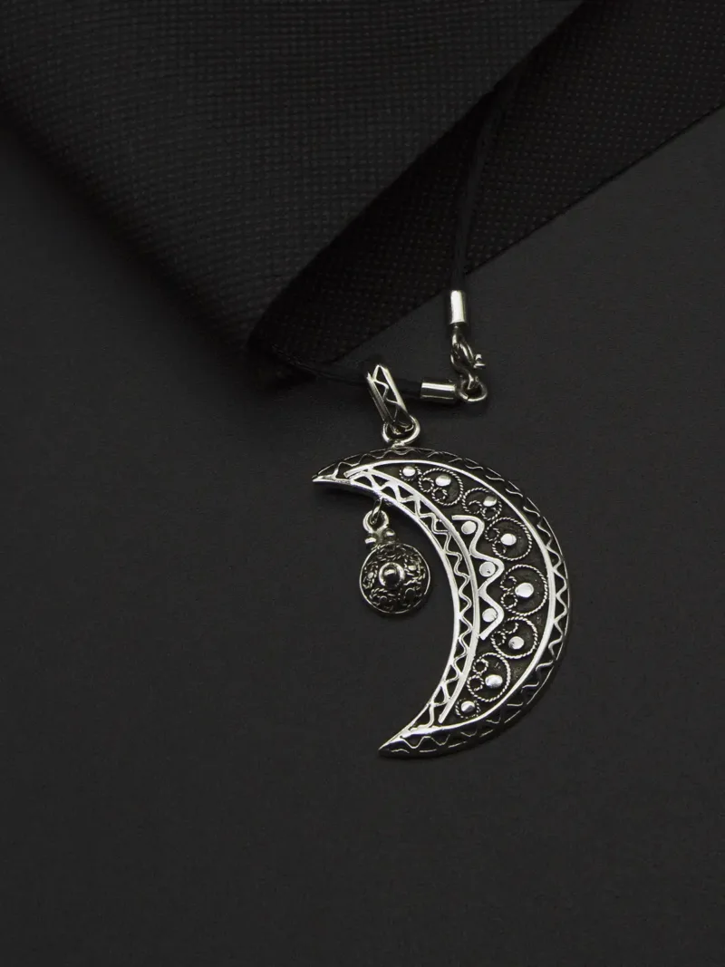 Handmade Silver Crescent Moon Pendant