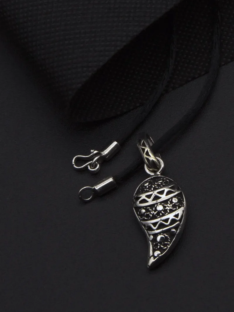 Handmade Silver Water Drop Pendant with Hand-Carved Detailing